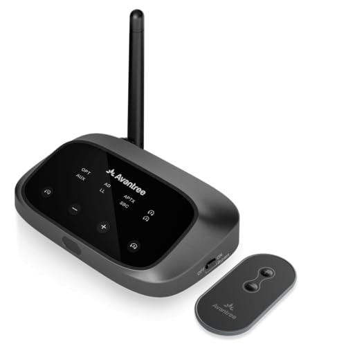Avantree Oasis Plus 2 – Bluetooth TV Transmitter with Remote Volume Control | Connect Two Headphones, aptX Adaptive, Soundbar Passthrough, and Optical or AUX TV support - style: Oasis Plus 2