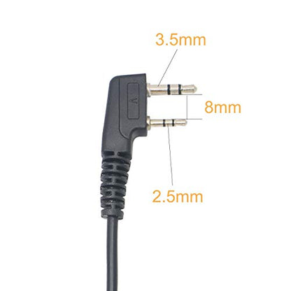 Walkie Talkie Earpiece 2 Pin C Shape Radio Headset, 2 Pack