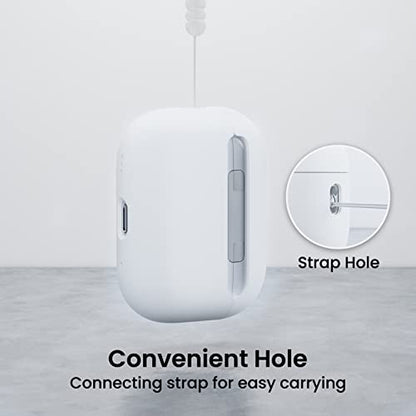 ORNARTO for AirPods Pro 2 Case, Hybrid Silicone, White | Hybrid Silicone Rubber, Front LED Visible, Wireless Charging, Skin-Friendly Soft Touch, Anti-Scratch, Detachable Lanyard - color: White