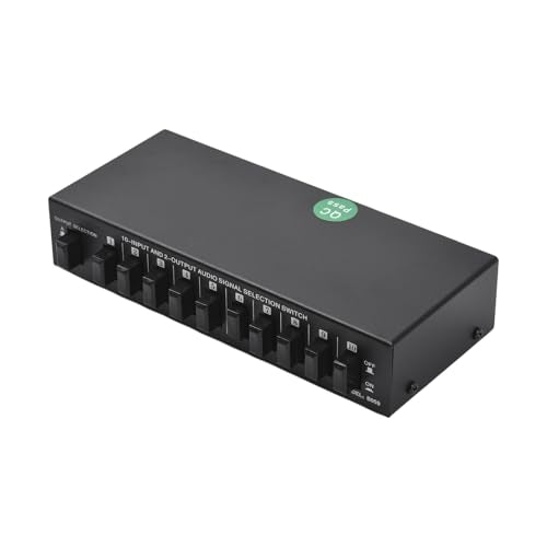 Av Switcher, Audio Video Selector 10 in 2 Out, Composite Box for TV, MP3 CD Player, Video Game with Plug and Play, No Power Needed,Smooth Switching,High Fidelity Sound Reproduction