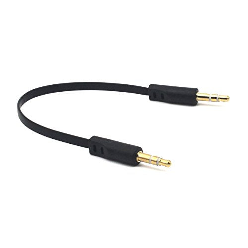 3.5mm Male Stereo Audio Flat Cable, 15cm, 2 Pack, 1/8" TRS Jack Plug Headphone Headset AUX Cord - color: Straight Plug