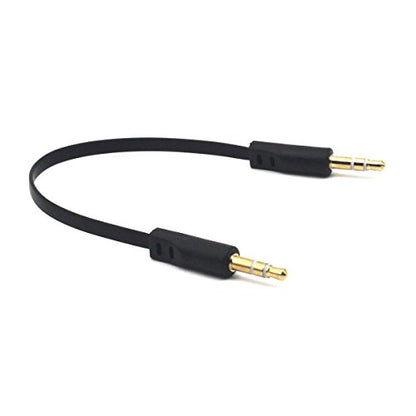 3.5mm Male Stereo Audio Flat Cable, 15cm, 2 Pack, 1/8" TRS Jack Plug Headphone Headset AUX Cord - color: Straight Plug