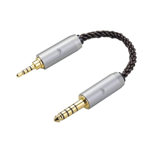 4.4MM Male to 2.5MM Male Ultra Short Hifil Male to Male AUX Audio Cable OFC Pair Recording Cable Wire-Breakage-Prevention Design Adoption of 8-Core Braided Structure 5.82 inch - size: 4.4MM Male - 2.5MM Male