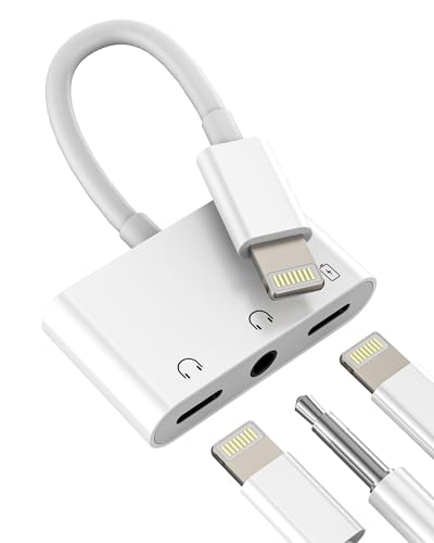 Lightning to 3.5mm Headphone Jack Adapter for iPhone 14 13 12 Pro (3in1)Charging Port Earphone Cable Splitter Fast Charger Connector Aux Adaptor for Apple for iPad Air USB Audio Plug Dongle Converter