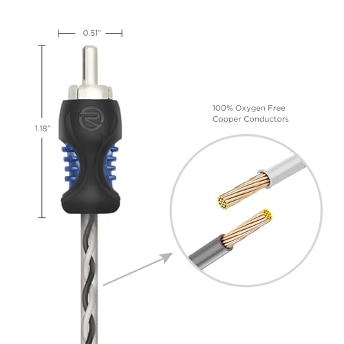 RECOIL RCI21 1ft 2-Channel RCA Audio Cable Twisted Pair Noise Reduction | 100% Oxygen Free Copper