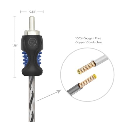 RECOIL RCI21 1ft 2-Channel RCA Audio Cable Twisted Pair Noise Reduction | 100% Oxygen Free Copper
