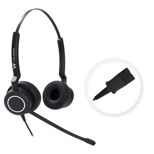 Plantronic-QD Headset with Microphone - for Cables with 4-Pin Quick Disconnect Connector for Call Center Office (Binaural) - style: Binaural