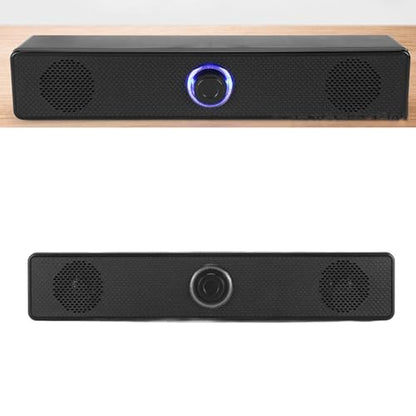 USB Wired Desktop Soundbar Mini Speaker Volume Knob Control for PC Laptop Tablet, HiFi Clear Sound for Room and Office