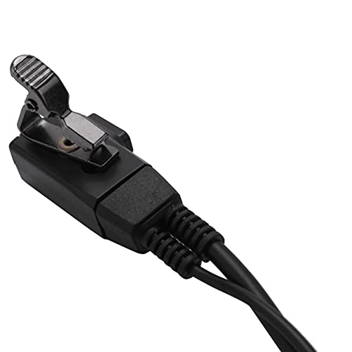 2 Pin Advanced D Shape Clip-Ear Ptt Headset Earpiece Mic 2 Way Radios GP88S GP300 GP68 GP2000 GP88 GP3188 CP040 CP1200 A8 A6 A10 A12, Black