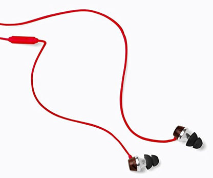 Symphonized ALN Premium Genuine Wood in-Ear Noise-isolating Headphones, Earbuds, Earphones with Mic (Red) - color: Red