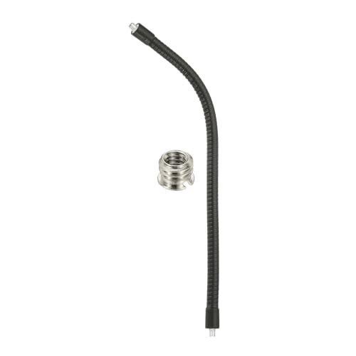 PATIKIL 12" Gooseneck, 1/4"-20 Male to Male Thread Metal Universal Hose Flexible Arm Gooseneck Tube Extension Holder with Reducing Screws for Action Camera, Phone, Microphone, Black - size: 30cm
