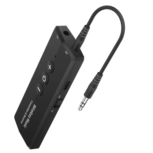 Upgraded Bluetooth 5.3 Transmitter Receiver 3-in-1, Isobel Wireless 3.5mm Audio Adapter for TV PC Headphones Home Sounds System Car/CD-Like Voice Enjoyment - color: Black