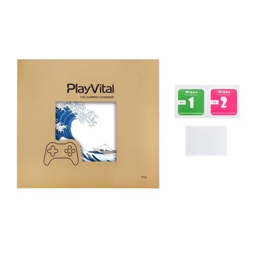 PlayVital Full Set Skin Sticker for ps5 Slim Console Disc Edition (The New Smaller Design), Vinyl Skin Decal Cover for ps5 Controller & Headset & Charging Station - The Great Wave Off Kanagawa - color: The Great Wave off Kanagawa