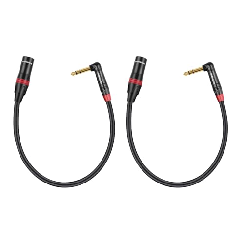 1/4 Inch TRS Right Angle to XLR Male Cable, 1 Ft 2 Pack - size: 1 Ft 2 Pack