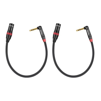 1/4 Inch TRS Right Angle to XLR Male Cable, 1 Ft 2 Pack - size: 1 Ft 2 Pack