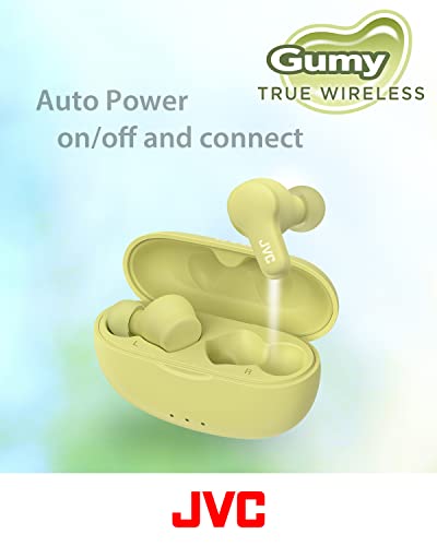 JVC Gumy True Wireless Earbuds, Bluetooth 5.3, Charging Case, 24-Hour Playback, IPX4 Water Resistant, Comfortable Secure Fit with XS/S/M/L Earpieces, Built-in Mic for Calls, iPhone/Android/PC - HAA7T2 - color: Green
