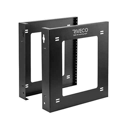 RIVECO 8U Desktop & Wall Mount Rack Assembly Free Seperated 2 Pieces Firm Constructed, No Assembly Required, Simple Toolless Racks for Networking Equipment & AV HiFi Gaming Electronics (8U) - size: 8U