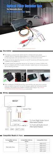 XTRONS Optical Fiber Decoder Box for Mercedes-Benz E/CLS/SLK/SL/CLK Series (Only Decode Most Bus Based System)