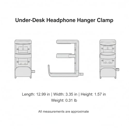 Under Desk Headphone Hanger Clamp, Rotating Mount for Sit-Stand Desks, No-Drill Installation, Paper-Based Composite (1 PC) - color: Black