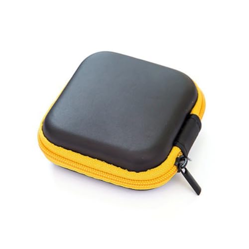 Lurrose Portable Mini EVA Headphone Case Hard Water Resistant Earphone Pouch with Soft Lining and Mesh Pocket for Travel Carrying Small Accessories Yellow