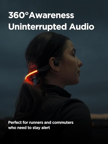 HAKII Light 2 Open Ear Headphones, IPX5 Running Headphone with 180° Ultra-Bright Beacon String, BT 6.0, 16H Playtime, Air Conduction Headphones Open Ear Earbuds for Fitness, Cycling, Outdoor - Orange