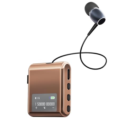 K89 Wireless Business Bluetooth Headset with LCD Display, Retractable Single Ear BT5.4 Earphone, Caller ID and Battery Level Indicator, Clip-On Hands-Free for Music, Driving, Sporting (Brown) - color: Brown
