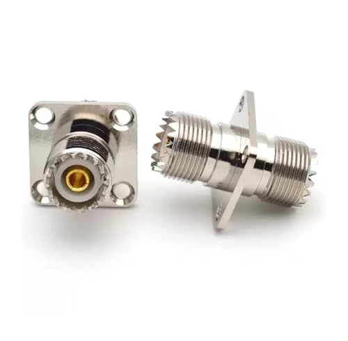 UHF Male Female to UHF Male Female Connector PL259 to SO239 T Right Angle 3 Way RF Coax Coaxial Adapter(UHF-KKF) - color: UHF-KKF