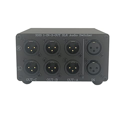 X103 1 in 3 Out XLR Balanced Stereo Audio Switch Selector Box - color: 1-IN-3-OUT