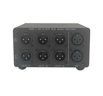 X103 1 in 3 Out XLR Balanced Stereo Audio Switch Selector Box - color: 1-IN-3-OUT