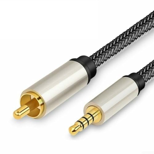 Digital Coaxial Audio Video Cable, 3.5mm Male to for RCA SPDIF Stereo Cable for HDTV, Soundbar, Gold-Plated Connectors, Pure Copper Conductor, Nylon Braided Jacket(2M)