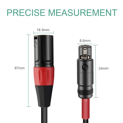 Mini XLR Female to Regular XLR Male Pro Lapel Microphone Cable, 1FT | Shielded OFC Hi-Fi Sound Mini XLR Female to XLR Male Cable With Gold-Plated & Copper Housing for Blackmagic Pocket 4K - size: 1 feet