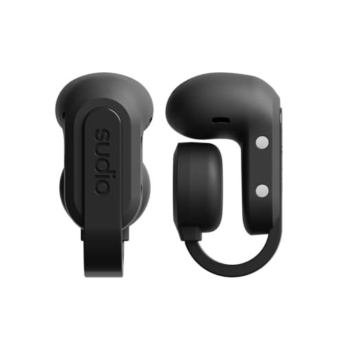 Sudio Audio B3 Open-Ear True Wireless Earbuds – Bluetooth 5.3 Clip-On Headphones with Secure Fit, Sweat-Resistant, Built-in Mic, Long Battery Life, Compatible with iPhone & Android (Black) - color: Black