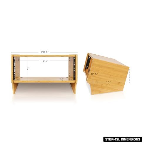 Sound Town DIY 4U Angled Desktop Turret Studio Rack, Solid Carbonized Bamboo, Assembly Required (STBR-4SL) - size: 4U, Angled