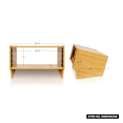Sound Town DIY 4U Angled Desktop Turret Studio Rack, Solid Carbonized Bamboo, Assembly Required (STBR-4SL) - size: 4U, Angled