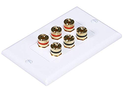 Monoprice 103538 Banana Binding Post Two-Piece Inset Wall Plate for 3 Speakers, Single PCS - size: 3 Speaker, style: 2-Piece