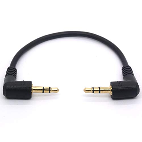 Short 3.5mm Right Angle Cable, Gold Plated 90 Degree | 3.5 Male to Male Audio Stereo Jack Plug Car Aux 3-Pole TRS (15 cm) - size: 20 cm