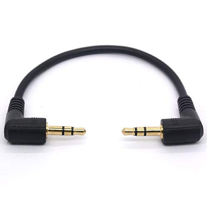 Short 3.5mm Right Angle Cable, Gold Plated 90 Degree | 3.5 Male to Male Audio Stereo Jack Plug Car Aux 3-Pole TRS (15 cm) - size: 20 cm