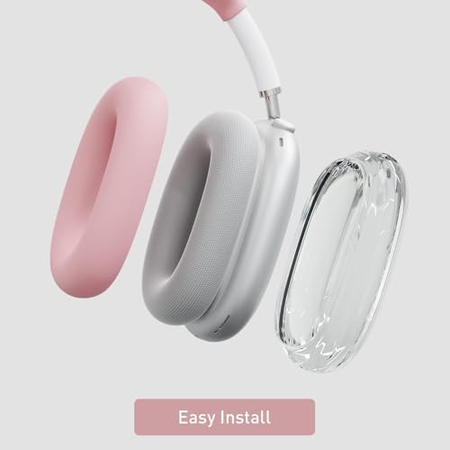 3-in-1 Case for AirPods Max, Clear TPU Ear Cup Protectors & Silicone Headband Cover, Anti-Scratch Accessories Set Compatible with AirPods Max 2/1 (2026/2024/2020),Pink - color: B4-Pink