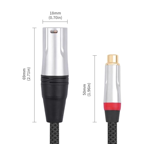 2Pack 1Ft RCA Female to 3Pin XLR Male Audio Cable;Balance XLR Male to RCA Female Unbalanced,Mixer, Power Amplifier, Audio Player Cable - color: RCA F To XLR M