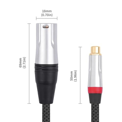 2Pack 1Ft RCA Female to 3Pin XLR Male Audio Cable;Balance XLR Male to RCA Female Unbalanced,Mixer, Power Amplifier, Audio Player Cable - color: RCA F To XLR M