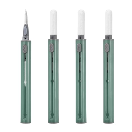 4PCS Earphone Cleaner Kit - Ultra Portable Multi-Function Cleaner Kit Soft Brush for Bluetooth Earphones Case Cleaning Tools, Green - color: Green