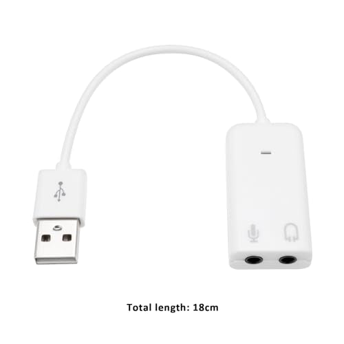 2pcs USB Sound Card Adapter 7.1 Channel External Audio Adapter Stereo Sound Card Converter 3.5mm AUX Microphone Jack Compatible with Raspberry Pi