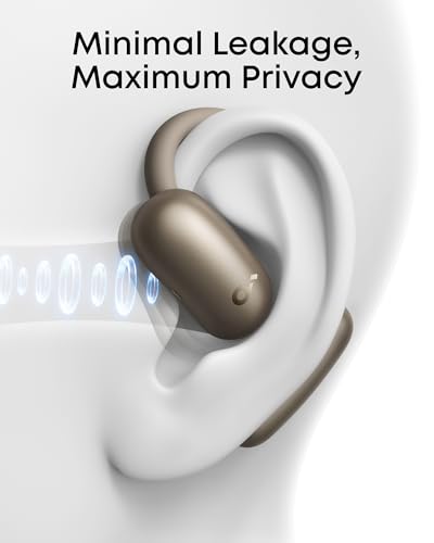 Soundcore AeroFit 2 by Anker Open Ear Earbuds, Open Ear Headphones, Earbuds | Real-Time Translation, 4 Adjustable Positions, 42H Playtime, Rich Bass, Hi-Res, IP55, AI Clear Calls, Wireless Charging - color: Brown, style: Standard