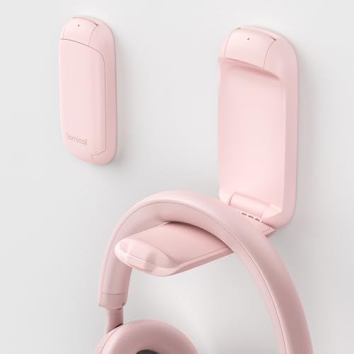 Lamicall Headphone Stand, Sticky Headset Holder, Foldable Headphone Holder | Compact Headphone Hook Mount, Adhesive Hanger Clip Under Desk, Earphone Clamp for Airpods Max, HyperX, Sennheiser, Pink - color: Pink