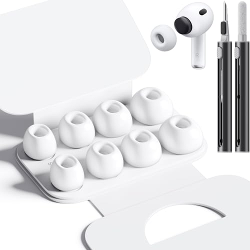 Replacement Ear Tips Compatible with AirPods Pro 3rd Generation – Silicone Earbud Tips with Cleaning Pen, Secure Fit, Noise Isolation, Soft Comfort Ear Tips Kit (4 Pairs, XXS/XS/S/L)