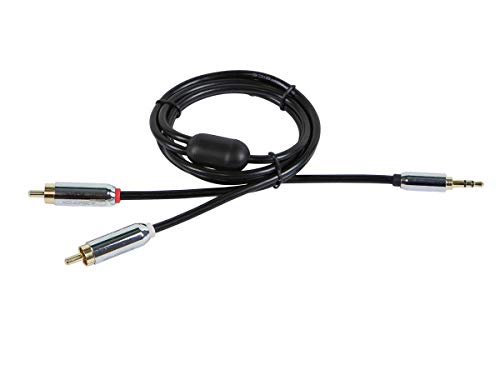 Monoprice Audio Cable - 3 Feet - Black | 3.5mm Stereo Male to RCA Stereo Male Gold Plated Cable for Mobile - color: Black, size: 3 Feet