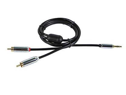 Monoprice Audio Cable - 3 Feet - Black | 3.5mm Stereo Male to RCA Stereo Male Gold Plated Cable for Mobile - color: Black, size: 3 Feet