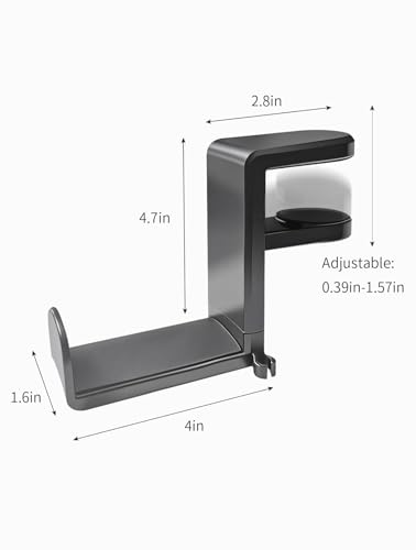 Headphone Hook，Headphone Stand，PC Gaming Headset Holder for Desk，Desk Headphone Hanger，Desk Hook with 360-Degree Adjustable Rotation - color: Black