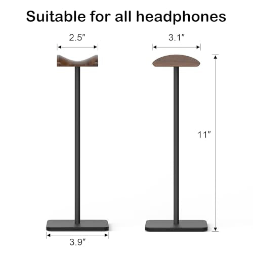 Wooden Headphone Stand for Desk - Headphone Holder | headset stand with Aluminum Hanger and wooden support, headphone holder for AirPods Max, Sony, Bose, Beats and More