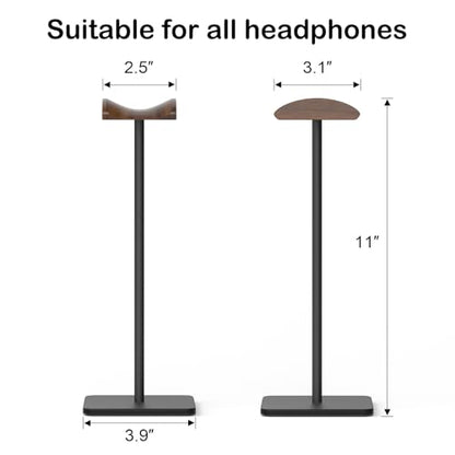 Wooden Headphone Stand for Desk - Headphone Holder | headset stand with Aluminum Hanger and wooden support, headphone holder for AirPods Max, Sony, Bose, Beats and More
